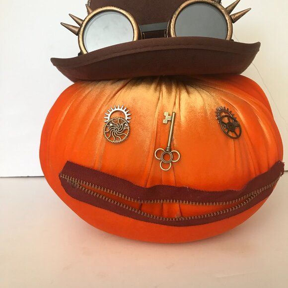 Orange Steampunk Velvet Pumpkin 🎃 - Picture 11 of 12